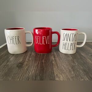 2 for $23! 3 Rae Dunn Mugs CHEER BELIEVE SANTA’S HELPER